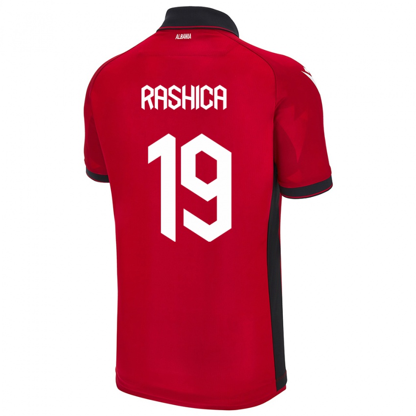 Kinder Albanien Ermir Rashica #19 Rot Heimtrikot Trikot 24-26 T-Shirt Österreich