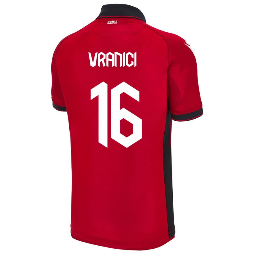 Kinder Albanien Dean Vranici #16 Rot Heimtrikot Trikot 24-26 T-Shirt Österreich