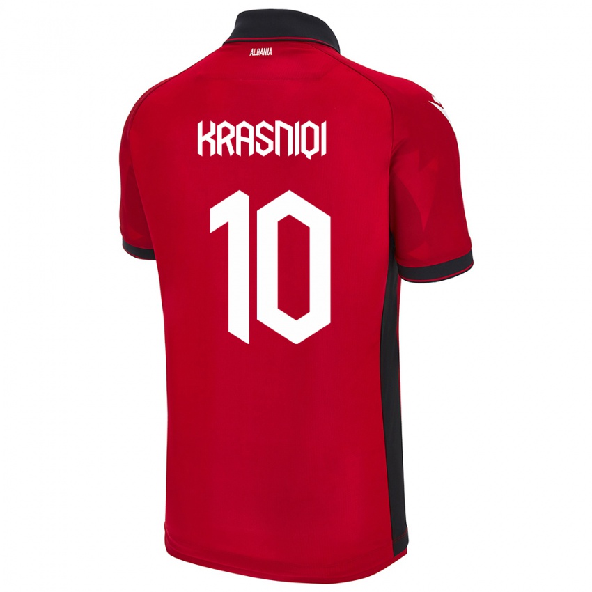 Kinder Albanien Qëndresa Krasniqi #10 Rot Heimtrikot Trikot 24-26 T-Shirt Österreich