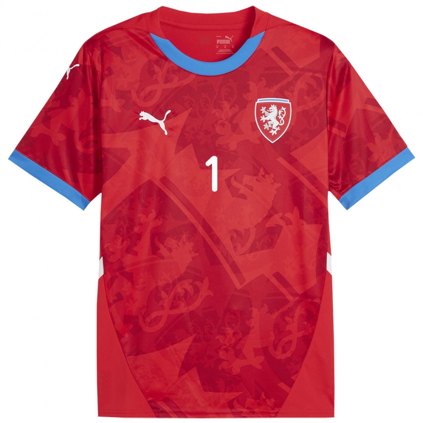 Kinder Tschechien Vojtech Wollner #1 Rot Heimtrikot Trikot 24-26 T-Shirt Österreich