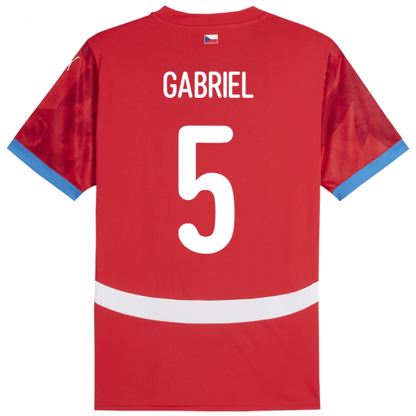 Kinder Tschechien Adam Gabriel #5 Rot Heimtrikot Trikot 24-26 T-Shirt Österreich