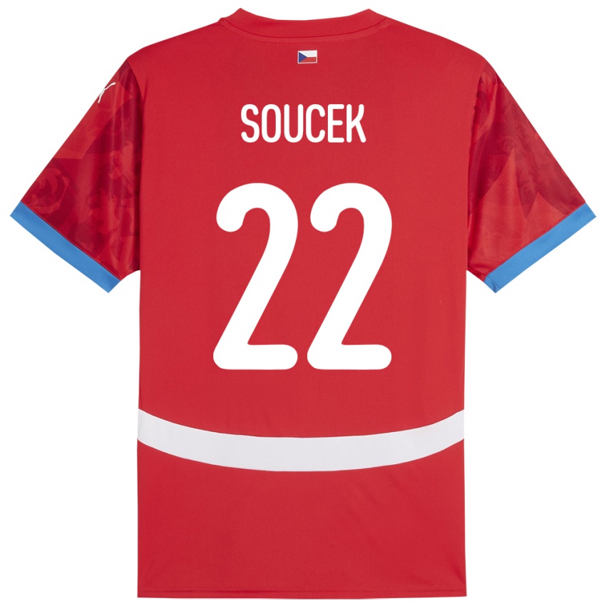 Kinder Tschechien Tomas Soucek #22 Rot Heimtrikot Trikot 24-26 T-Shirt Österreich