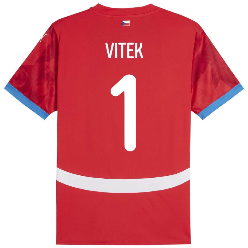 Kinder Tschechien Radek Vitek #1 Rot Heimtrikot Trikot 24-26 T-Shirt Österreich