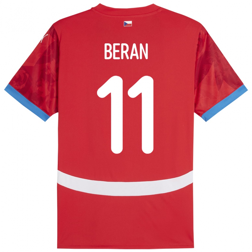 Kinder Tschechien Stepan Beran #11 Rot Heimtrikot Trikot 24-26 T-Shirt Österreich