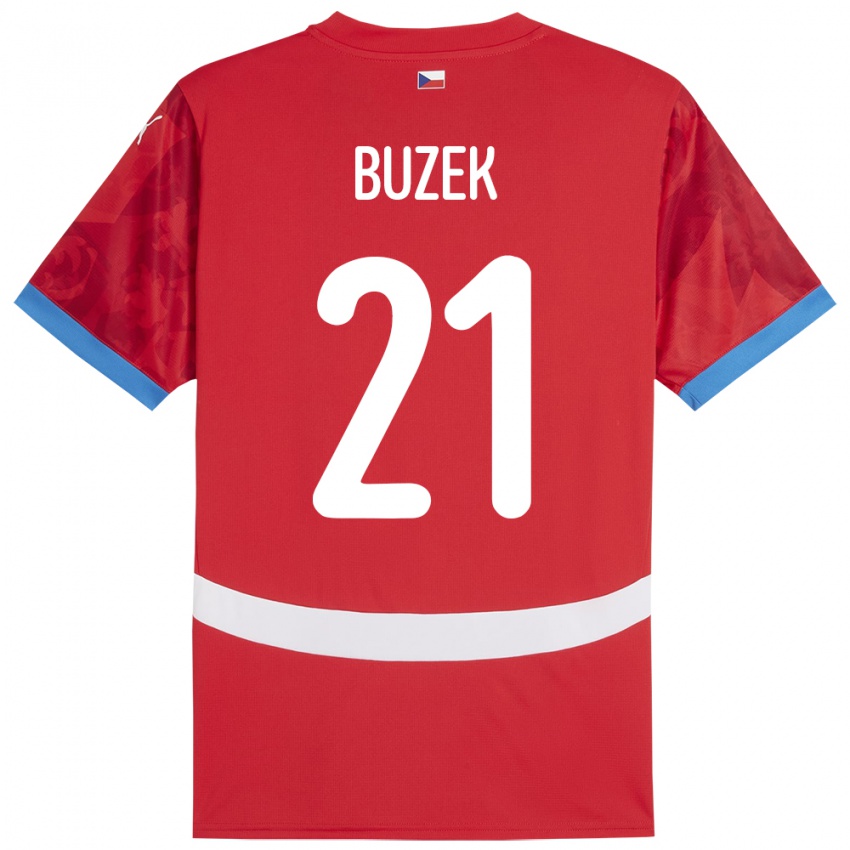 Kinder Tschechien Alexandr Buzek #21 Rot Heimtrikot Trikot 24-26 T-Shirt Österreich