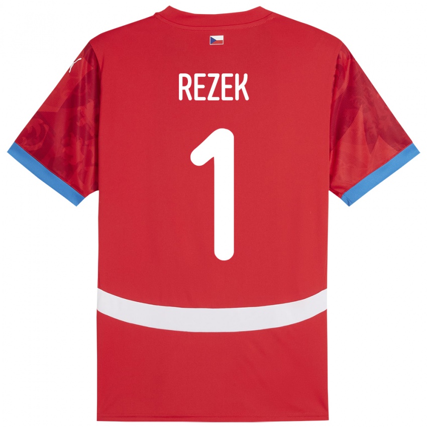 Kinder Tschechien Adam Rezek #1 Rot Heimtrikot Trikot 24-26 T-Shirt Österreich