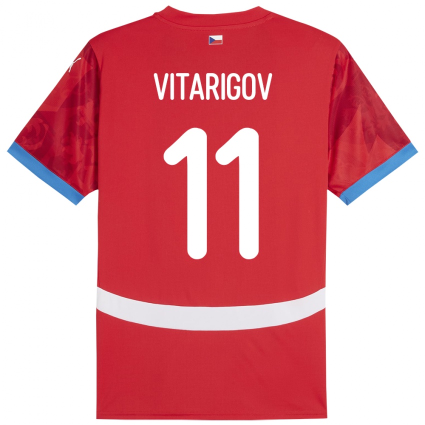 Kinder Tschechien Arsen Vitarigov #11 Rot Heimtrikot Trikot 24-26 T-Shirt Österreich