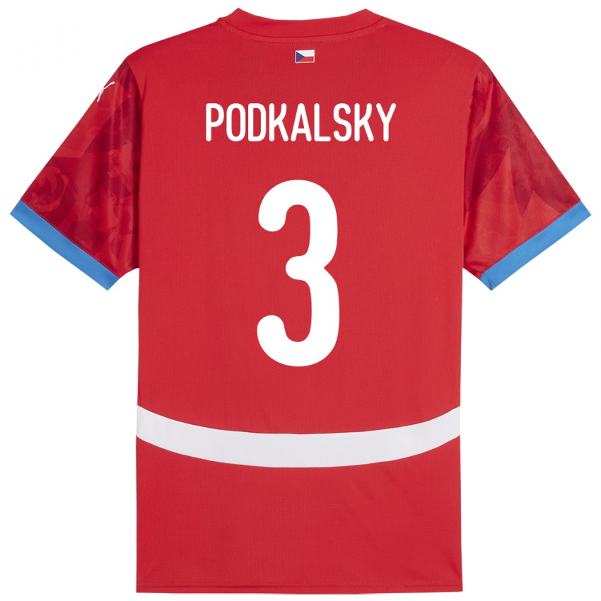 Kinder Tschechien Jakub Podkalsky #3 Rot Heimtrikot Trikot 24-26 T-Shirt Österreich