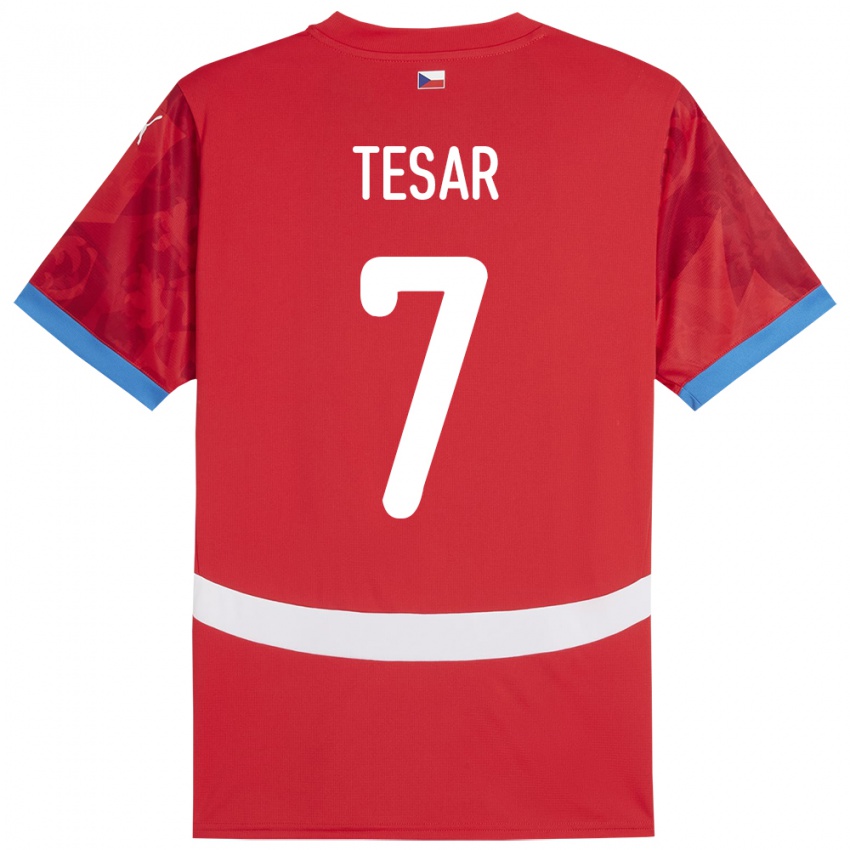 Kinder Tschechien Simon Tesar #7 Rot Heimtrikot Trikot 24-26 T-Shirt Österreich