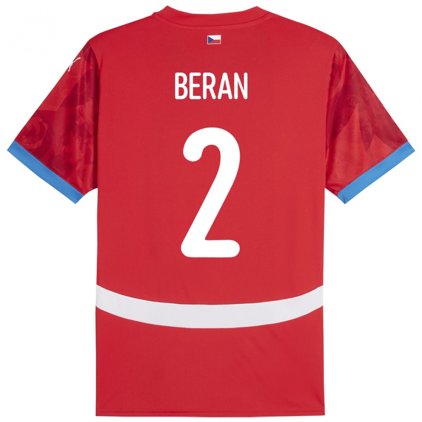 Kinder Tschechien Stepan Beran #2 Rot Heimtrikot Trikot 24-26 T-Shirt Österreich