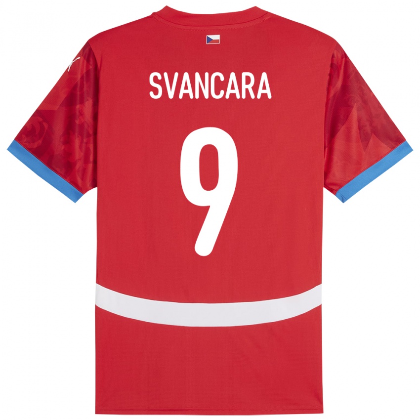 Kinder Tschechien Daniel Svancara #9 Rot Heimtrikot Trikot 24-26 T-Shirt Österreich