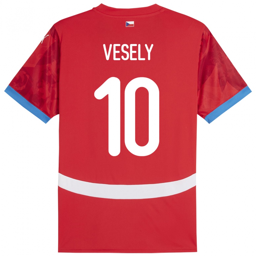 Kinder Tschechien David Vesely #10 Rot Heimtrikot Trikot 24-26 T-Shirt Österreich