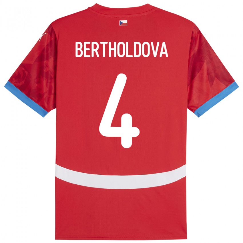 Kinder Tschechien Petra Bertholdová #4 Rot Heimtrikot Trikot 24-26 T-Shirt Österreich