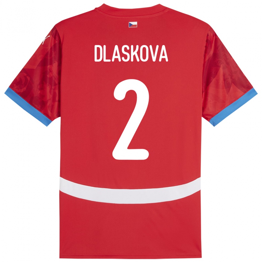 Kinder Tschechien Anna Dlasková #2 Rot Heimtrikot Trikot 24-26 T-Shirt Österreich