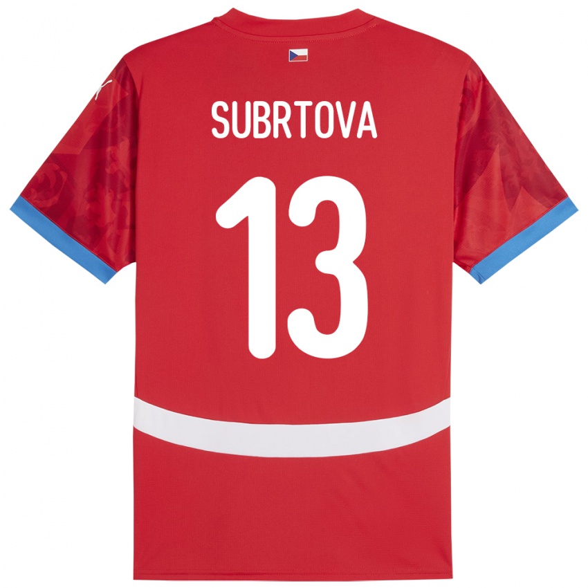 Kinder Tschechien Anna Šubrtová #13 Rot Heimtrikot Trikot 24-26 T-Shirt Österreich