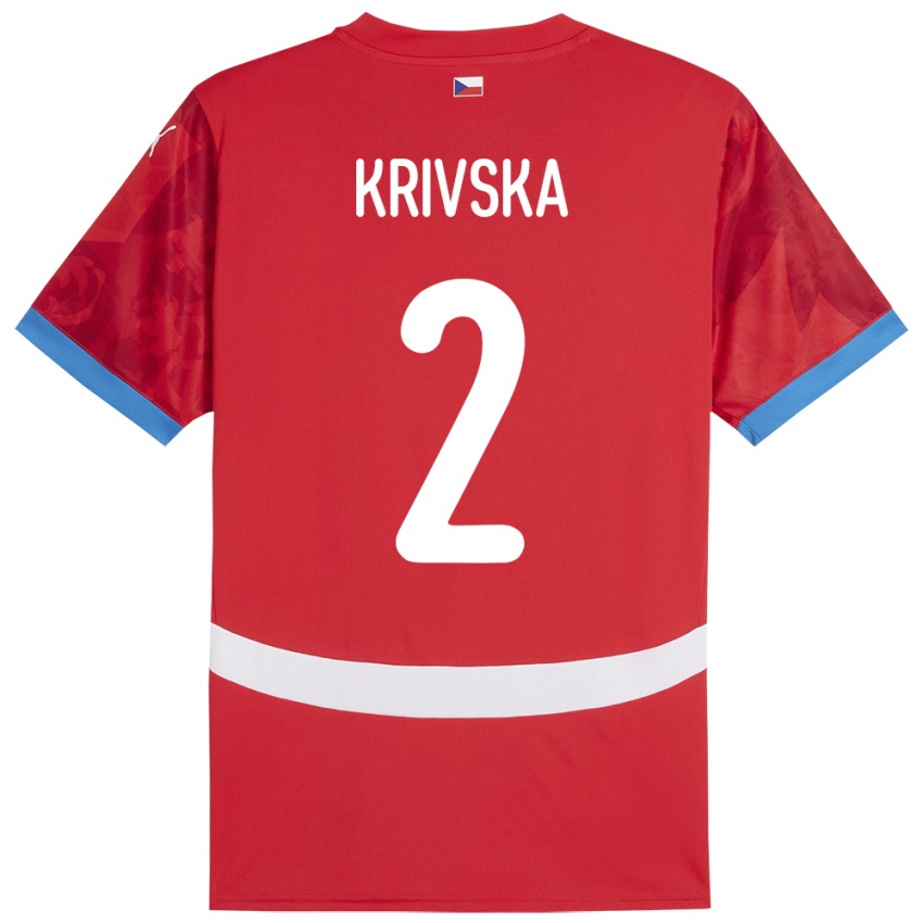 Kinder Tschechien Karolína Křivská #2 Rot Heimtrikot Trikot 24-26 T-Shirt Österreich