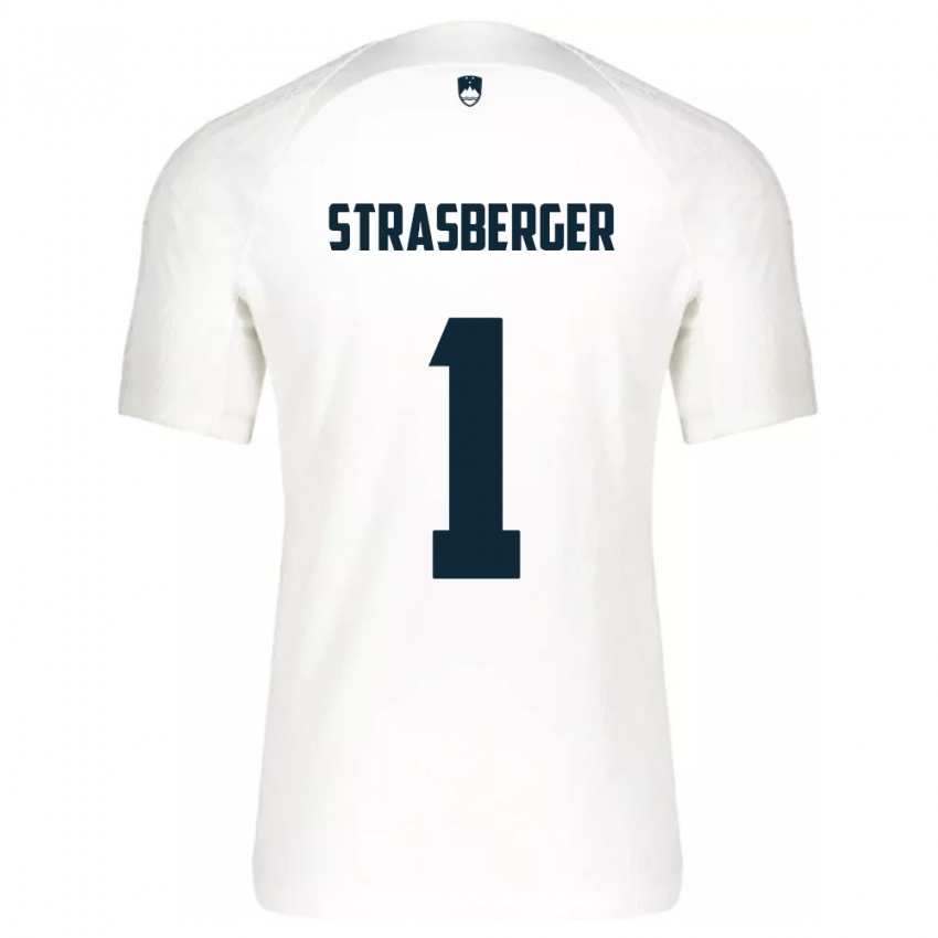 Kinder Slowenien Tim Strasberger #1 Weiß Heimtrikot Trikot 24-26 T-Shirt Österreich