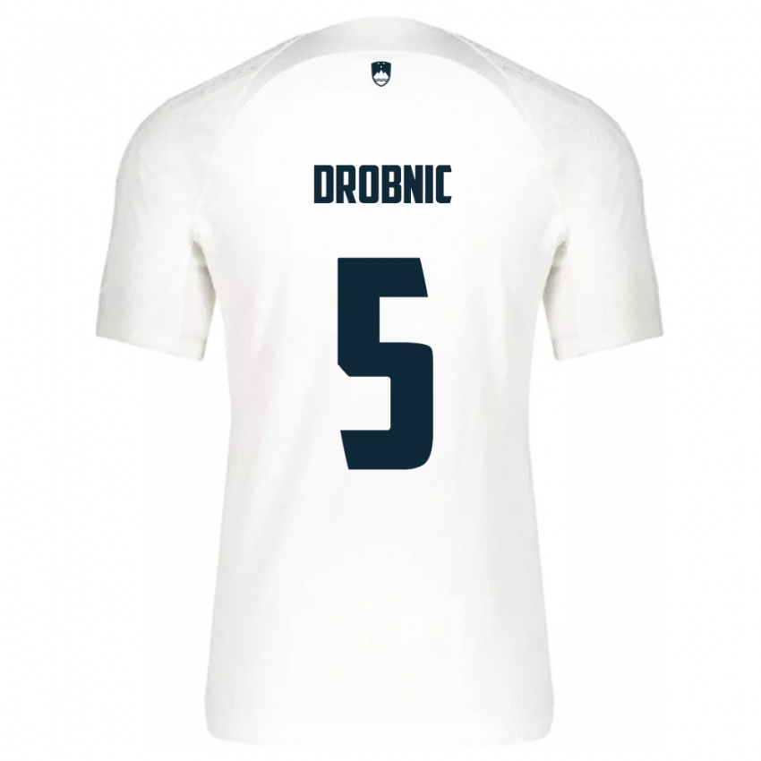 Kinder Slowenien Dominik Drobnic #5 Weiß Heimtrikot Trikot 24-26 T-Shirt Österreich