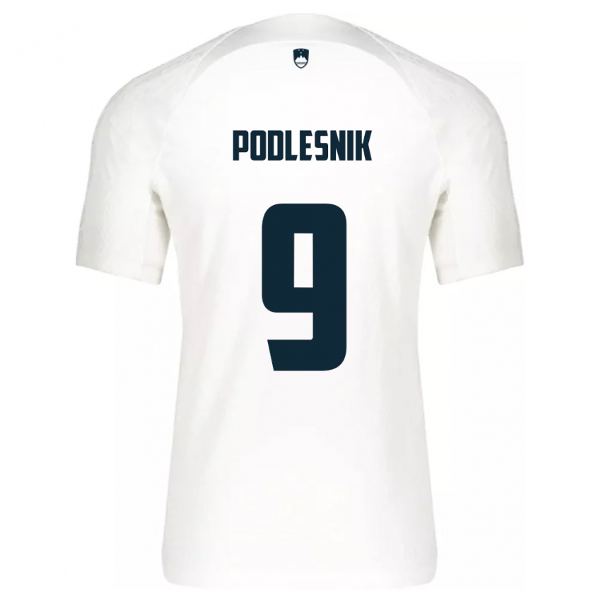 Kinder Slowenien Nik Podlesnik #9 Weiß Heimtrikot Trikot 24-26 T-Shirt Österreich