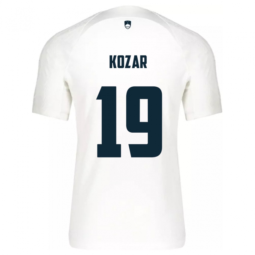 Kinder Slowenien Kristjan Kozar #19 Weiß Heimtrikot Trikot 24-26 T-Shirt Österreich