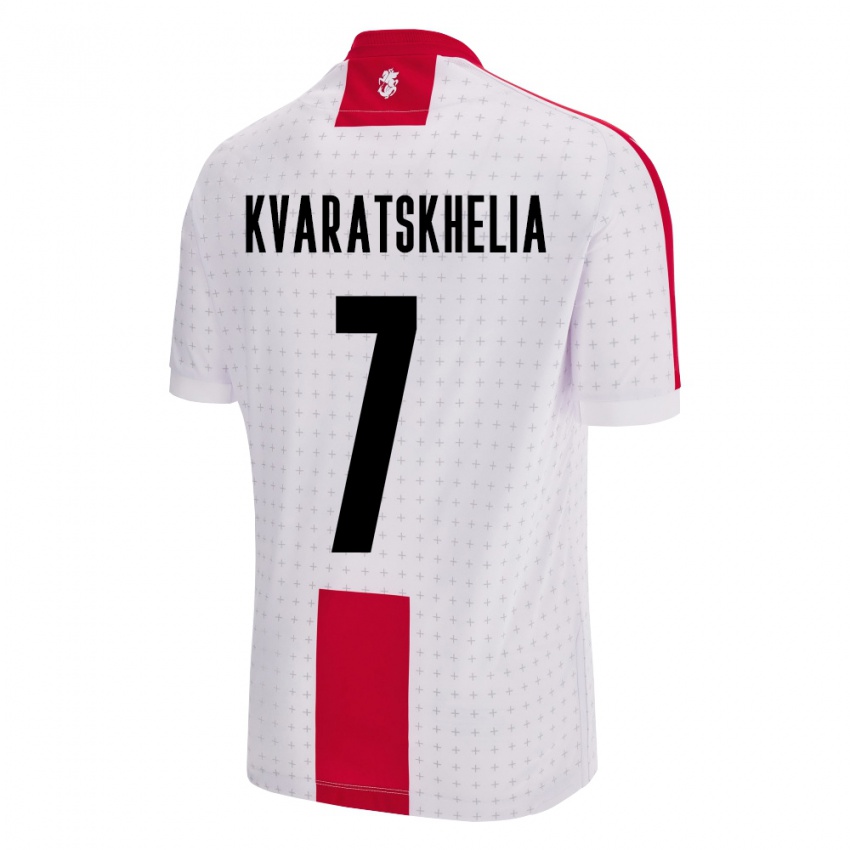 Kinder Georgien Khvicha Kvaratskhelia #7 Weiß Heimtrikot Trikot 24-26 T-Shirt Österreich