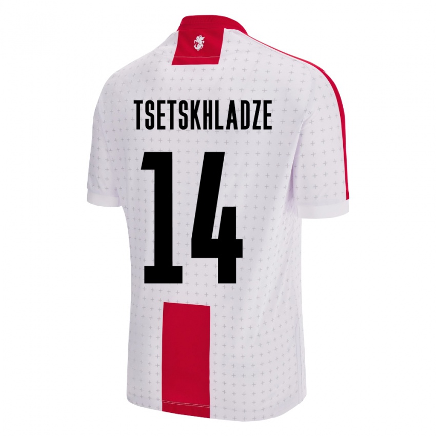 Kinder Georgien Nikoloz Tsetskhladze #14 Weiß Heimtrikot Trikot 24-26 T-Shirt Österreich