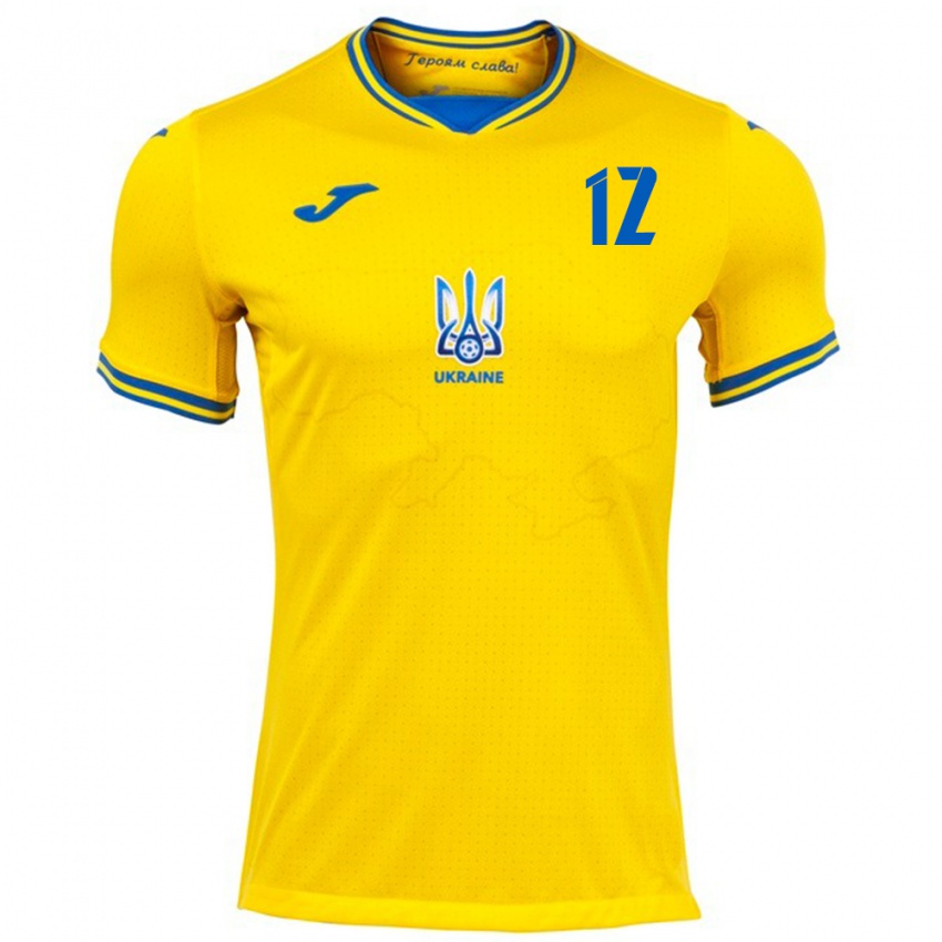 Kinder Ukraine Yakiv Kinareykin #12 Gelb Heimtrikot Trikot 24-26 T-Shirt Österreich