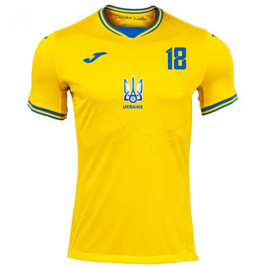 Kinder Ukraine Dmytro Zudin #18 Gelb Heimtrikot Trikot 24-26 T-Shirt Österreich