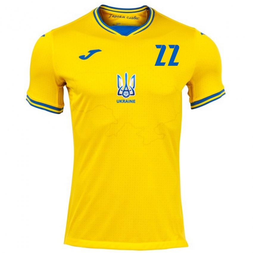 Kinder Ukraine Viktor Tsukanov #22 Gelb Heimtrikot Trikot 24-26 T-Shirt Österreich