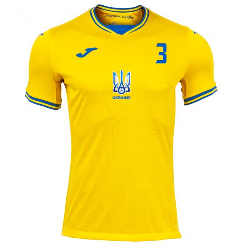 Kinder Ukraine Anton Bol #3 Gelb Heimtrikot Trikot 24-26 T-Shirt Österreich