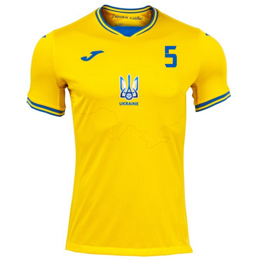 Kinder Ukraine Kyrylo Digtyar #5 Gelb Heimtrikot Trikot 24-26 T-Shirt Österreich