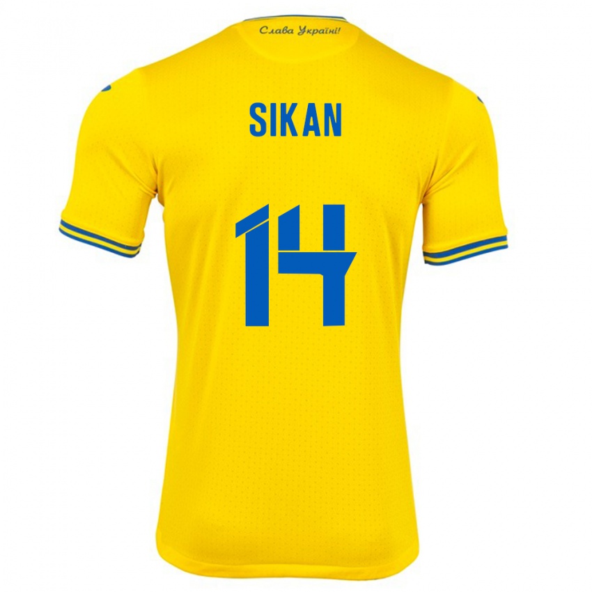 Kinder Ukraine Danylo Sikan #14 Gelb Heimtrikot Trikot 24-26 T-Shirt Österreich