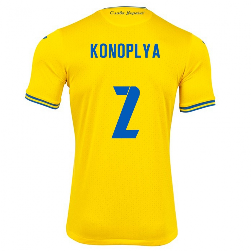 Kinder Ukraine Yukhym Konoplya #2 Gelb Heimtrikot Trikot 24-26 T-Shirt Österreich