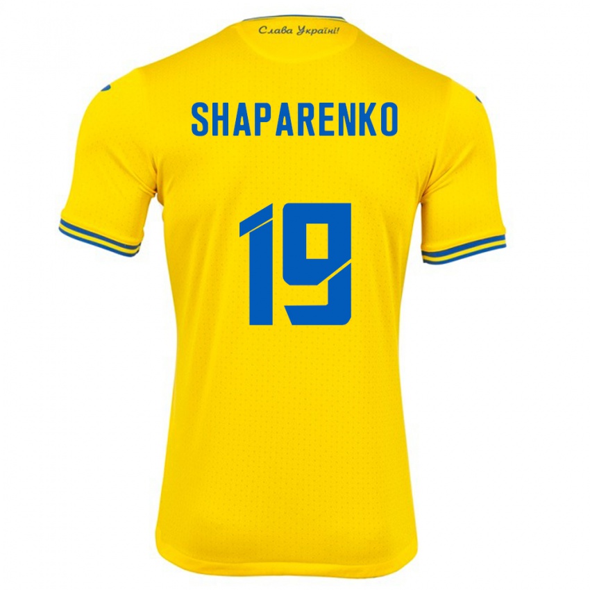 Kinder Ukraine Mykola Shaparenko #19 Gelb Heimtrikot Trikot 24-26 T-Shirt Österreich