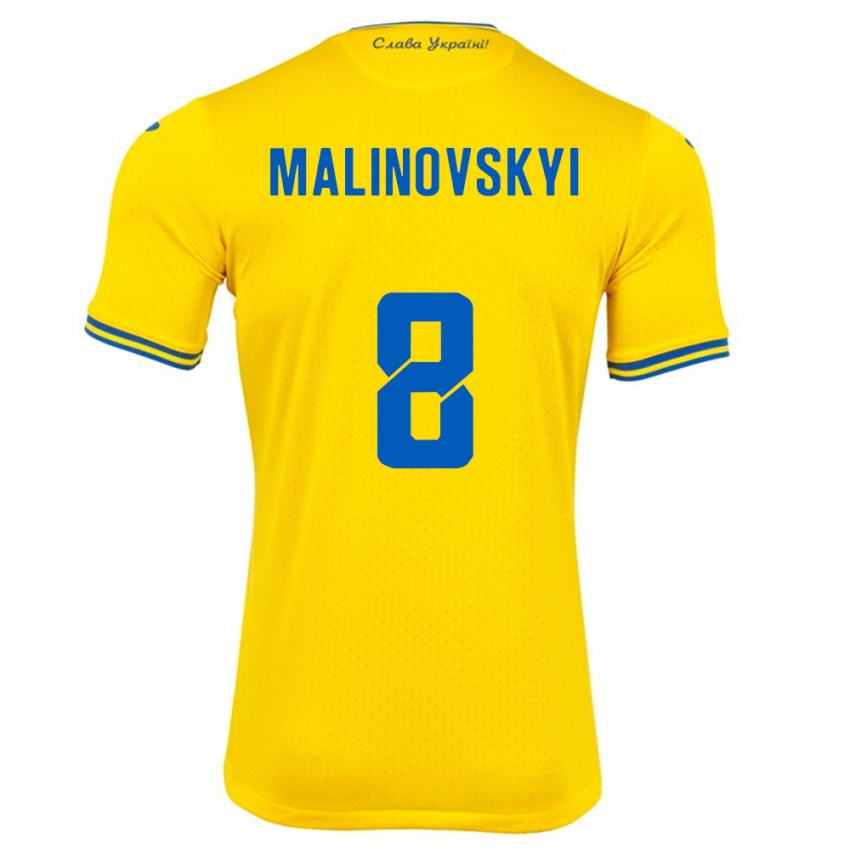 Kinder Ukraine Ruslan Malinovskyi #8 Gelb Heimtrikot Trikot 24-26 T-Shirt Österreich