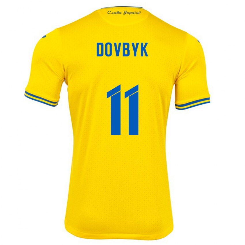 Kinder Ukraine Artem Dovbyk #11 Gelb Heimtrikot Trikot 24-26 T-Shirt Österreich