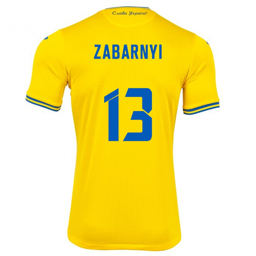 Kinder Ukraine Ilya Zabarnyi #13 Gelb Heimtrikot Trikot 24-26 T-Shirt Österreich