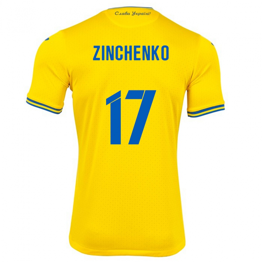 Kinder Ukraine Oleksandr Zinchenko #17 Gelb Heimtrikot Trikot 24-26 T-Shirt Österreich