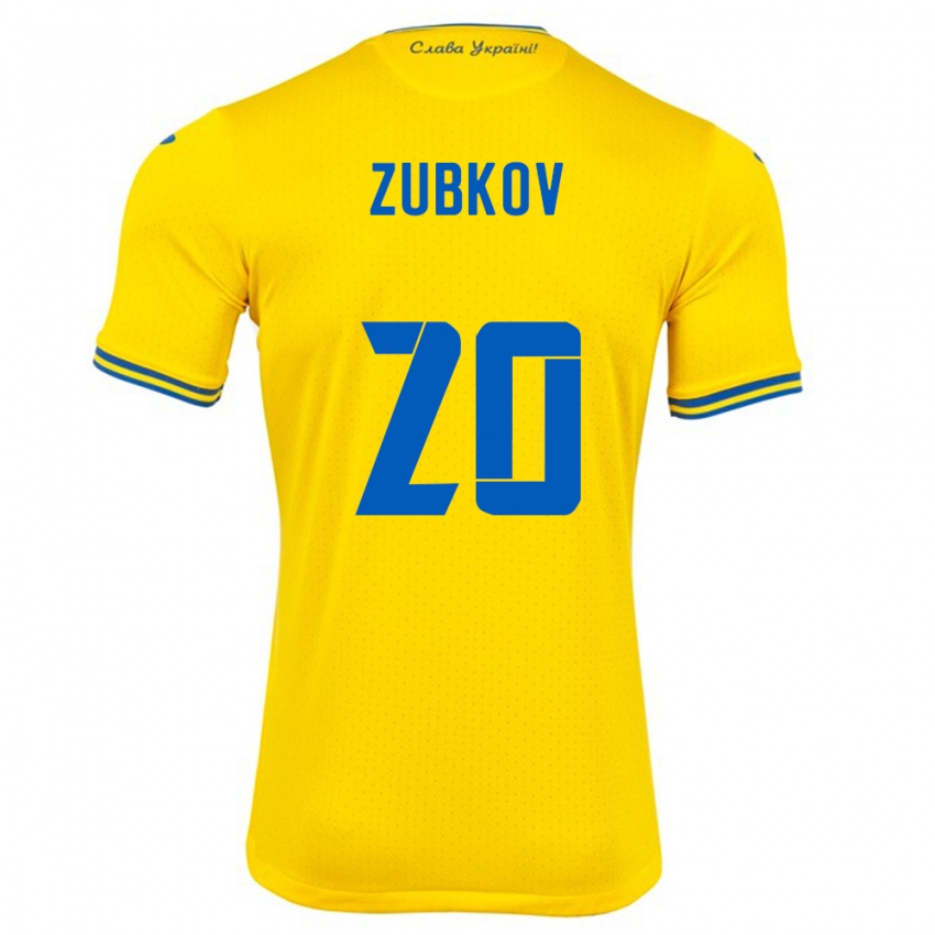 Kinder Ukraine Oleksandr Zubkov #20 Gelb Heimtrikot Trikot 24-26 T-Shirt Österreich