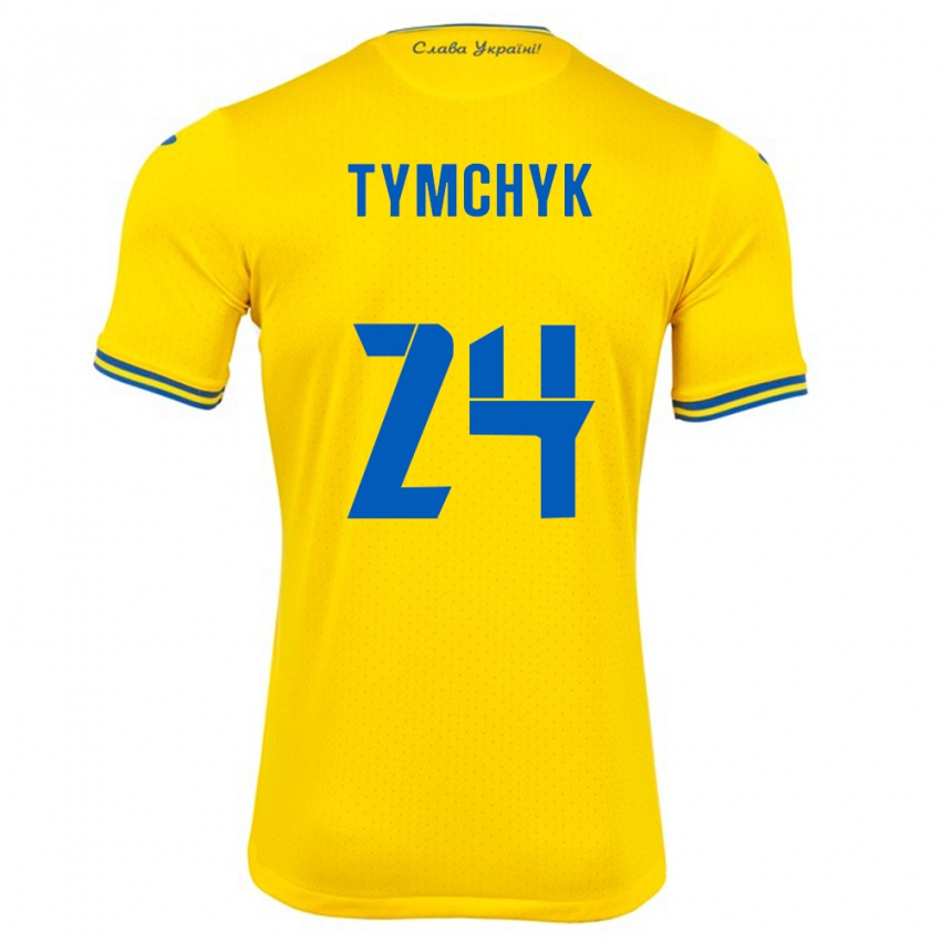 Kinder Ukraine Oleksandr Tymchyk #24 Gelb Heimtrikot Trikot 24-26 T-Shirt Österreich