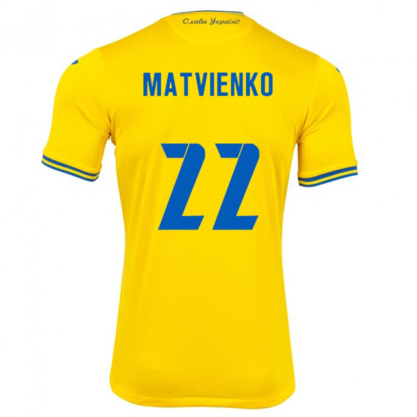 Kinder Ukraine Mykola Matvienko #22 Gelb Heimtrikot Trikot 24-26 T-Shirt Österreich