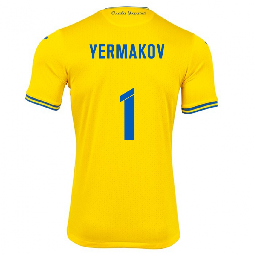 Kinder Ukraine Georgiy Yermakov #1 Gelb Heimtrikot Trikot 24-26 T-Shirt Österreich