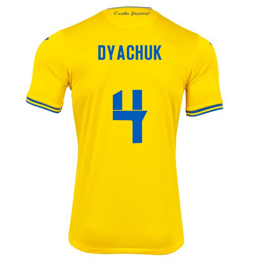 Kinder Ukraine Maksym Dyachuk #4 Gelb Heimtrikot Trikot 24-26 T-Shirt Österreich