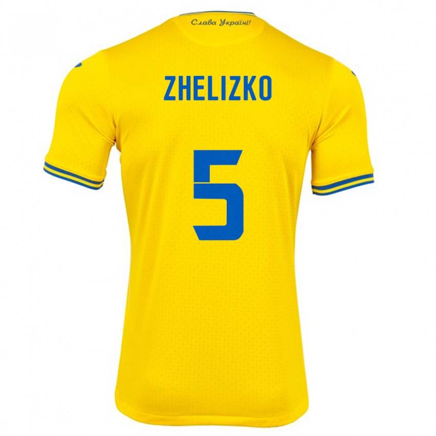 Kinder Ukraine Ivan Zhelizko #5 Gelb Heimtrikot Trikot 24-26 T-Shirt Österreich