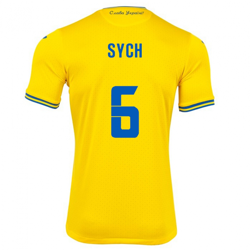 Kinder Ukraine Oleksiy Sych #6 Gelb Heimtrikot Trikot 24-26 T-Shirt Österreich