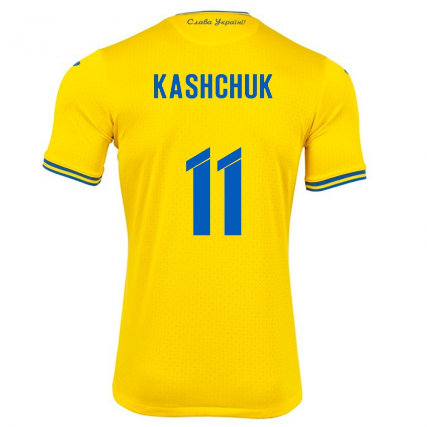 Kinder Ukraine Oleksiy Kashchuk #11 Gelb Heimtrikot Trikot 24-26 T-Shirt Österreich