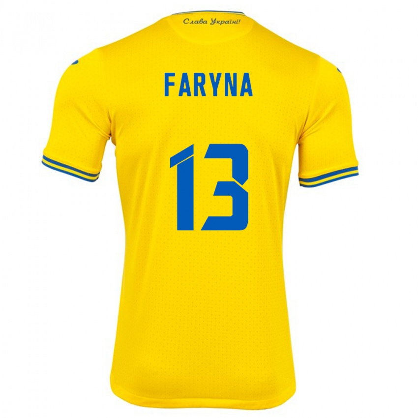 Kinder Ukraine Maryan Faryna #13 Gelb Heimtrikot Trikot 24-26 T-Shirt Österreich