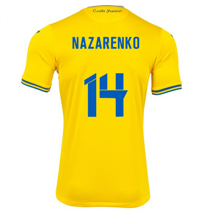 Kinder Ukraine Oleksandr Nazarenko #14 Gelb Heimtrikot Trikot 24-26 T-Shirt Österreich