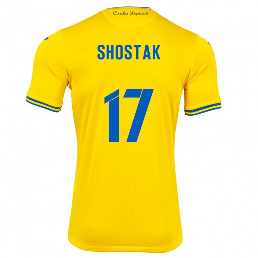 Kinder Ukraine Denys Shostak #17 Gelb Heimtrikot Trikot 24-26 T-Shirt Österreich