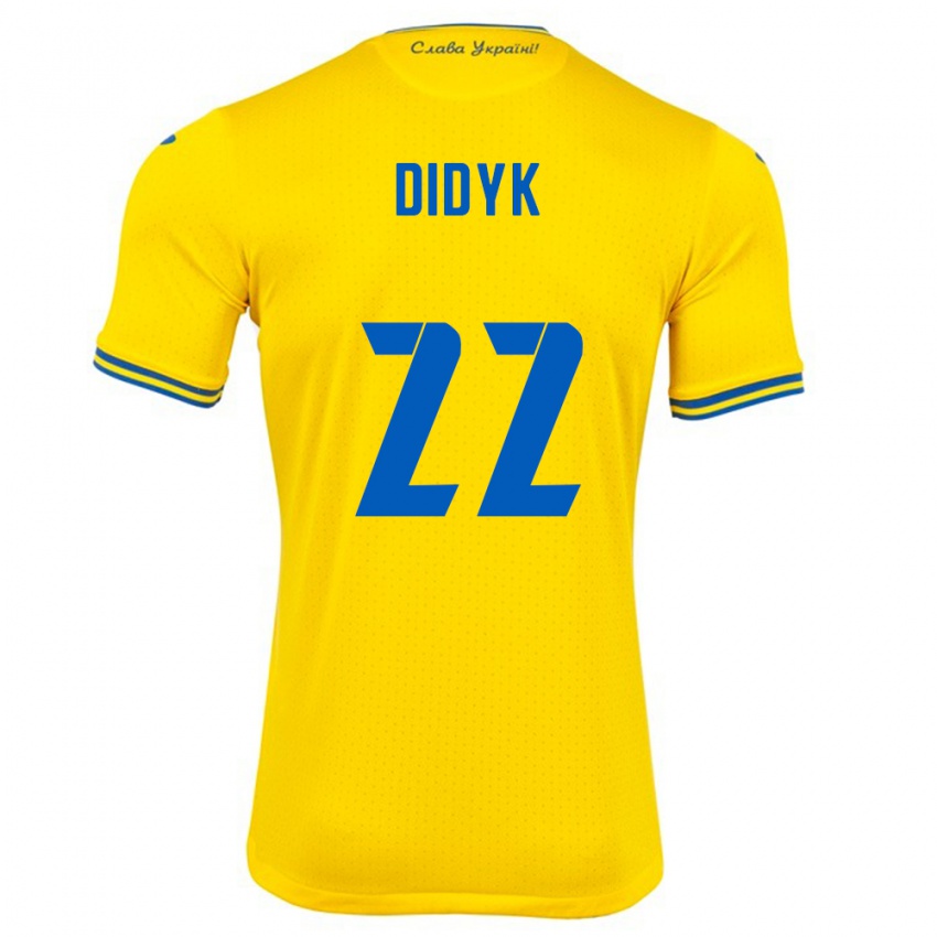 Kinder Ukraine Roman Didyk #22 Gelb Heimtrikot Trikot 24-26 T-Shirt Österreich